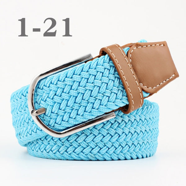 Female Single Colored Casual Knitted Pin Buckle Belts