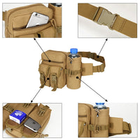 Tactical Waist Bag - 4 Large Pockets & Water Bottle Holder