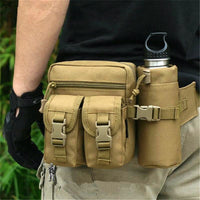 Tactical Waist Bag - 4 Large Pockets & Water Bottle Holder