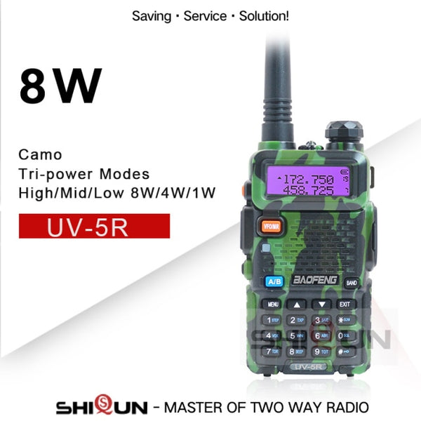 Baofeng 8W UV-5R Walkie Talkie Camo Dual Band UV5R 8W UHF VHF Two Way Radio UV 5R HF Transceiver UV-82