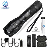 Ultra Bright LED Torch L2/V6 5 Switch Mode Waterproof With Zoomable Lens 18650 battery