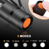 Ultra Bright LED Torch L2/V6 5 Switch Mode Waterproof With Zoomable Lens 18650 battery