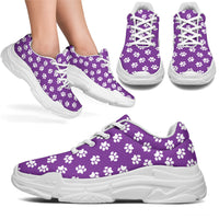 Paw Print Purple Chunky Sneakers (White)