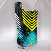 Racing Style Ocean Blue & Yellow Stripes Vibes Hooded Blanket