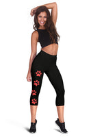 Women's Pink Paw Print Capris