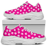 Paw Print Hot Pink Chunky Sneakers (White)