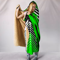 Racing Style Green & White Stripes Vibes Hooded Blanket