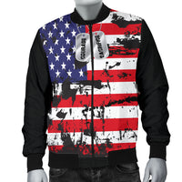 American Flags and Tags Men's Grunge Bomber Jacket