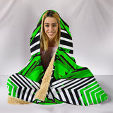 Racing Style Green & White Stripes Vibes Hooded Blanket