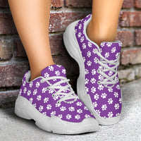 Paw Print Purple Chunky Sneakers (White)